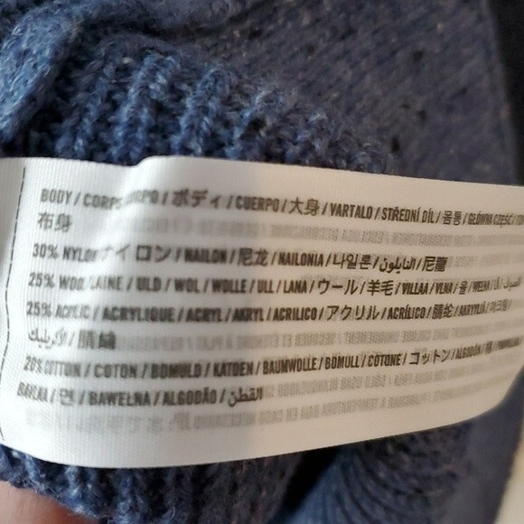 ABERCROMBIE & FITCH WOOL TEXTURED CREW NECK SWEATER MEN'S MEDIUM HEATHERED BLUE - Picture 5 of 10